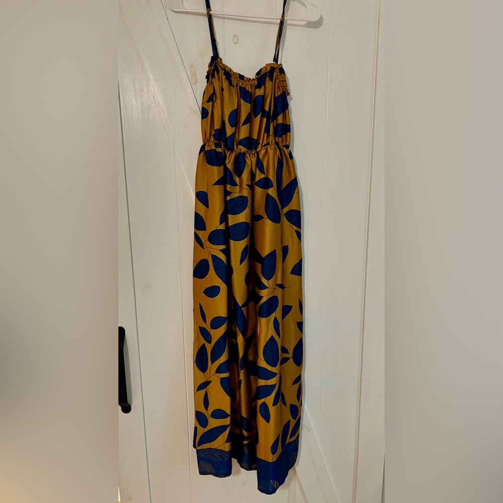 Gold and Blue Maxi Dress from Rome, Italy.
